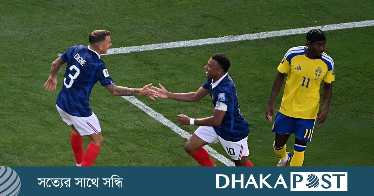 এমবাপের গোলে প্রথমার্ধেই ফ্রান্সের লিড: অফসাইডে বাতিলের পর জালের দেখা